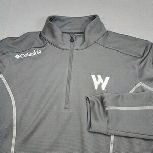 Columbia Golf Pullover Charcoal Grey 1/4 Zip W Logo Athletic Mens Sz L